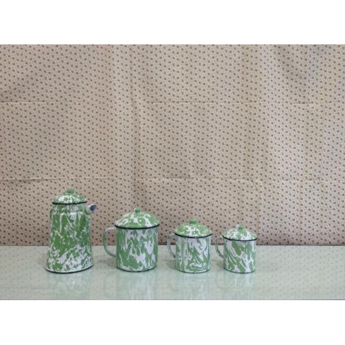 TEKO ESKAN lurik blirik + 2 MUG CANGKIR JOKOWI BURIK LORENG 12 cm set