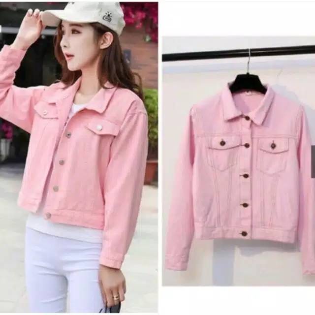 Jaket Jeans Wanita Crop Denim Jeans Cewek Jumbo