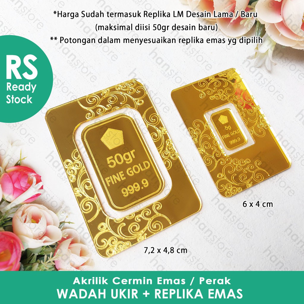 RS Wadah Ukir + Replika logam emas Desain Lama &amp; Desain BARU untuk mahar