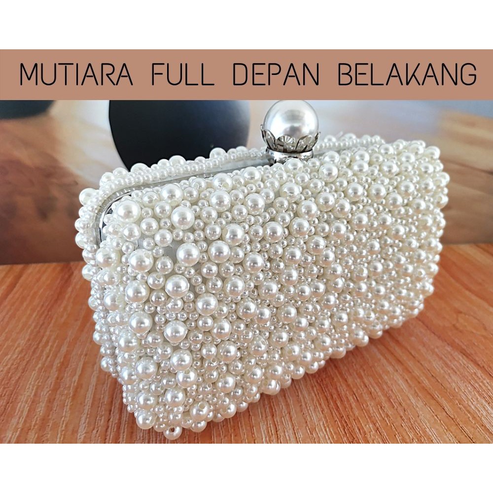 Tas Pesta Clutch Kondangan Wanita Mutiara Jahit Elegan Mewah Wisuda Import 702700 KLIKSISTA