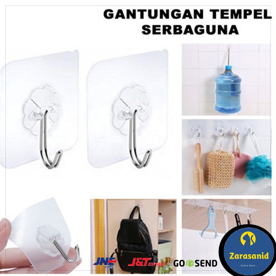 Gantungan HOOK Tempel Transparan Hanger Besi Cantelan Dinding Tembok Hemat