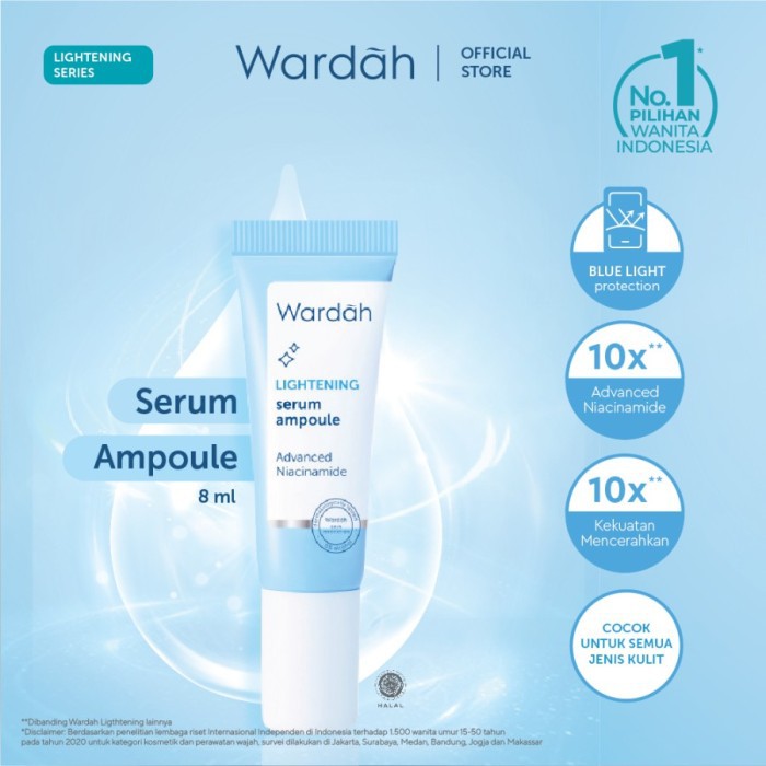 Wardah Lightening Serum Ampoule 8 ml | 30ml Serum ampul Advanced Niacinamide by AILIN