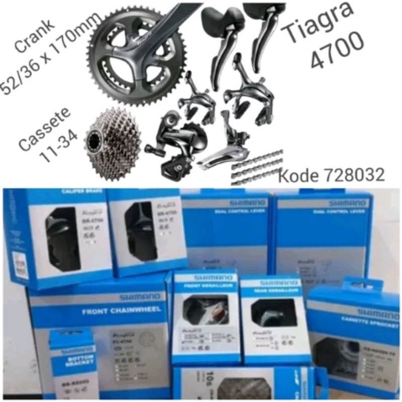 Groupset Shimano Tiagra 4700 Full Set 2 x 10 Speed Lengkap Komplit ... kode 728032 crank set sepeda 