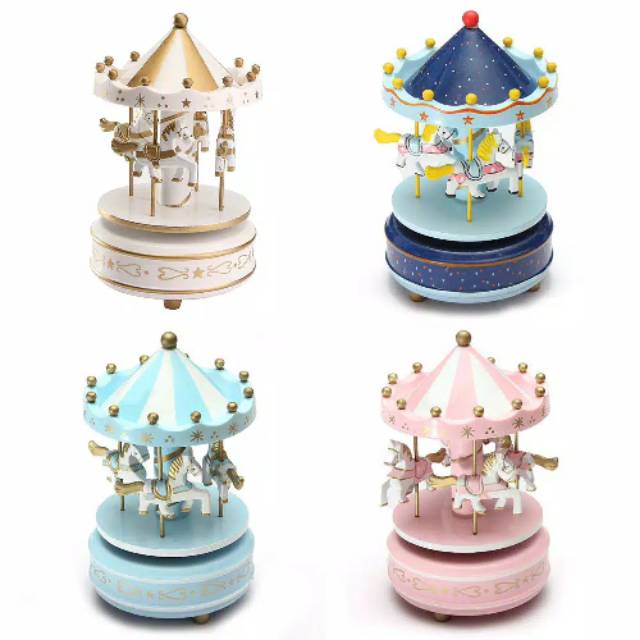 Kotak musik kayu kuda / music box carousel valentine kado hadiah