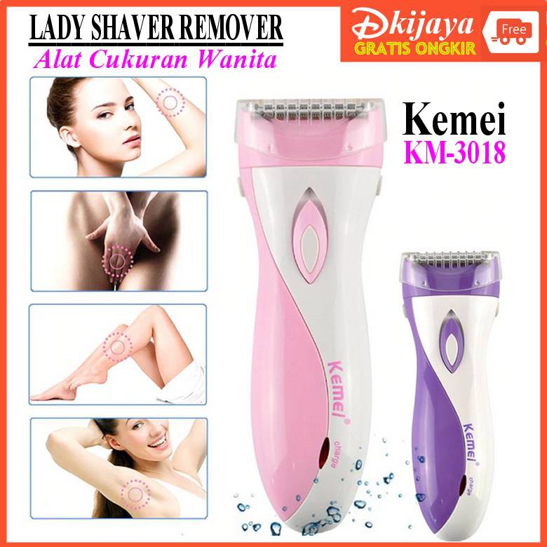 Kemei 3018 Alat Cukur Wanita Lady Shaver Remover Cukuran Bulu Sensitif Kaki Ketiak Ketek