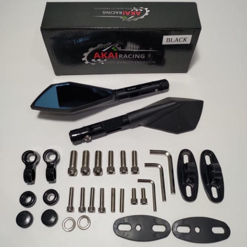 Spion Motor Model Tomok V2 Tomok V5 Full CNC PREMIUM Universal Semua Motor Bisa-Hitam kaca biru