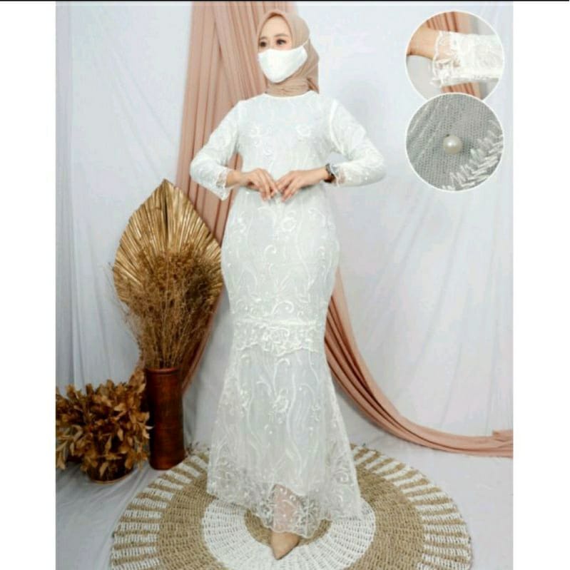 Kebaya Gamis / Gamis Brukat Pesta / Gamis Pesta Terbaru / Gamis Brokat / Gamis Duyung / Gamis Tille