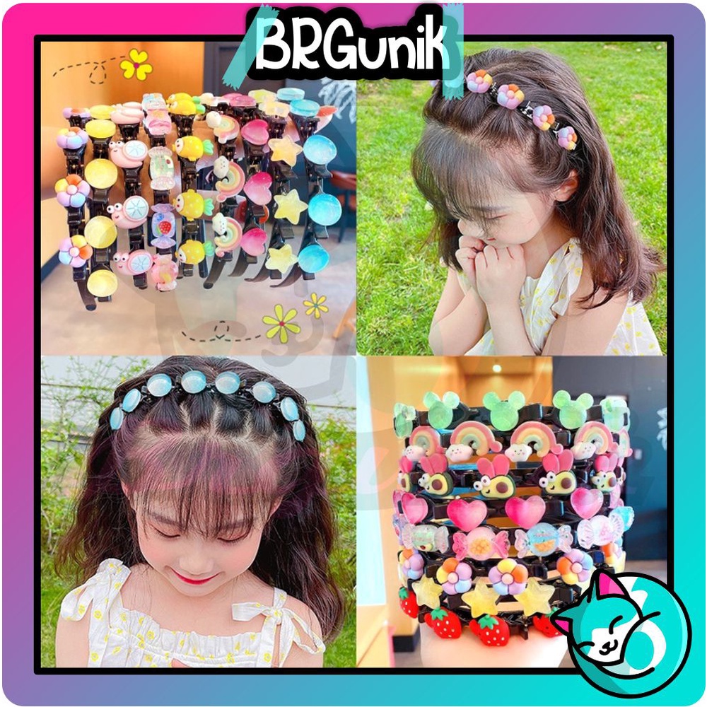 BRGUNIK Bando Anak Bandana Kepang Motif Karakter Lucu Korea Import R700