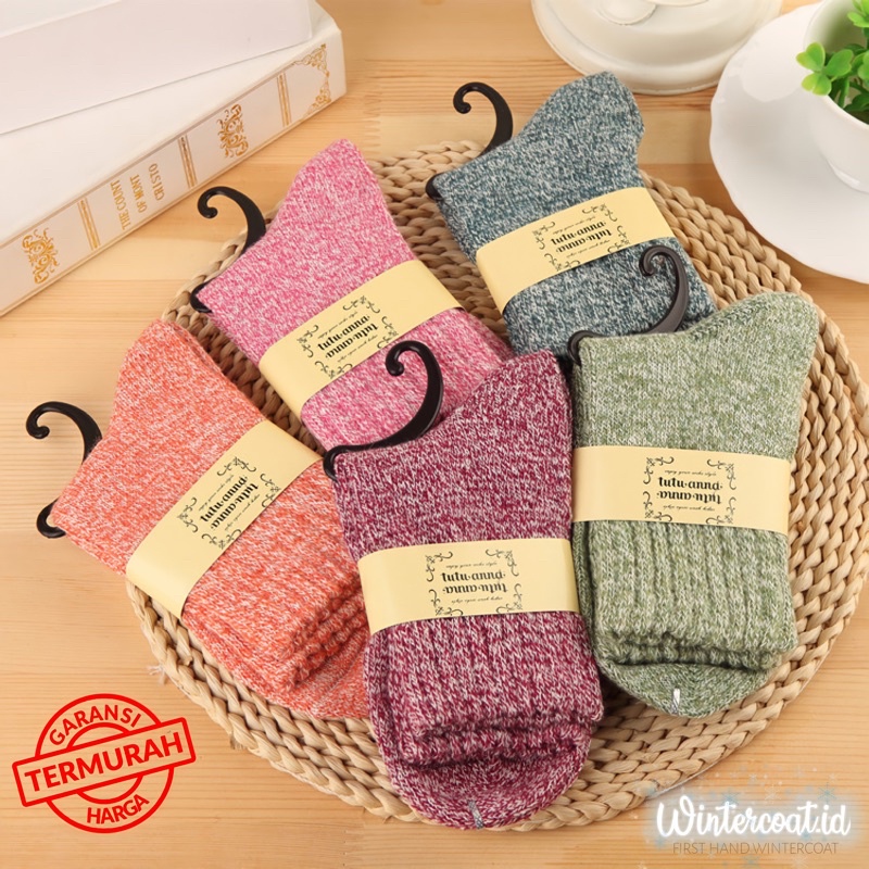 Kaos Kaki cewek Rajut Wool socks women wanita winter musim dingin import tebal