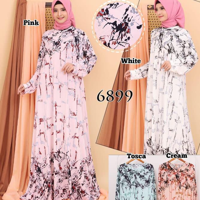 Baju Gamis Dewasa Baju Gamis Jumbo 4L Baju Muslim Terbaru Jersey 6899 - Putih, XXL Fashiion