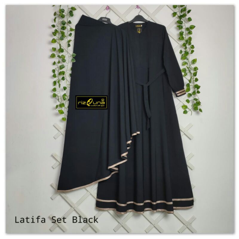 Latifa set gamis Rizquna Gamis list pita