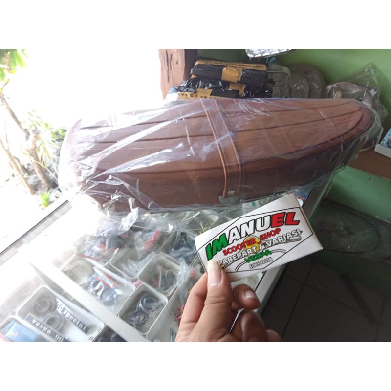JOK PANJANG VESPA JOK VESPA PIAGGIO TIMBUL JOK VESPA COKLAT JOK SAMBUNG VESPA