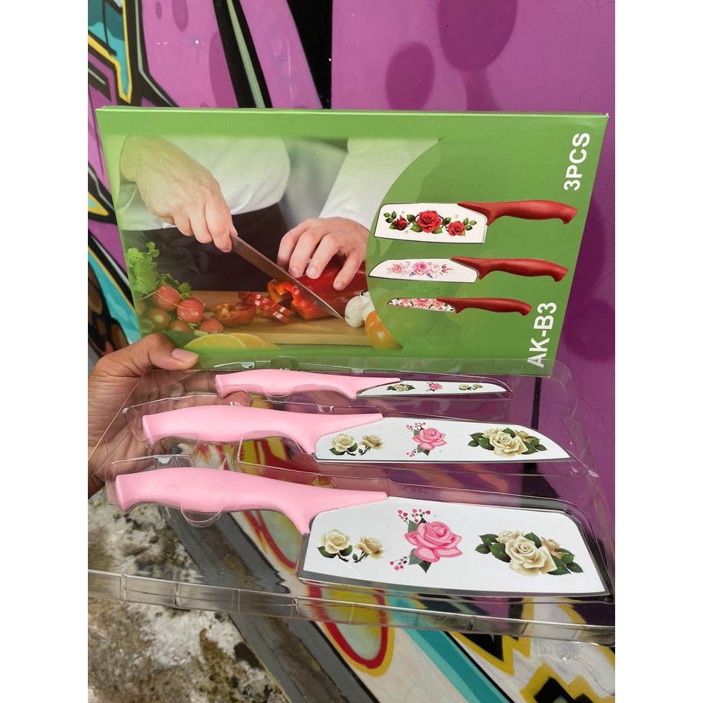 Pisau Set Keramik Motif Bunga
