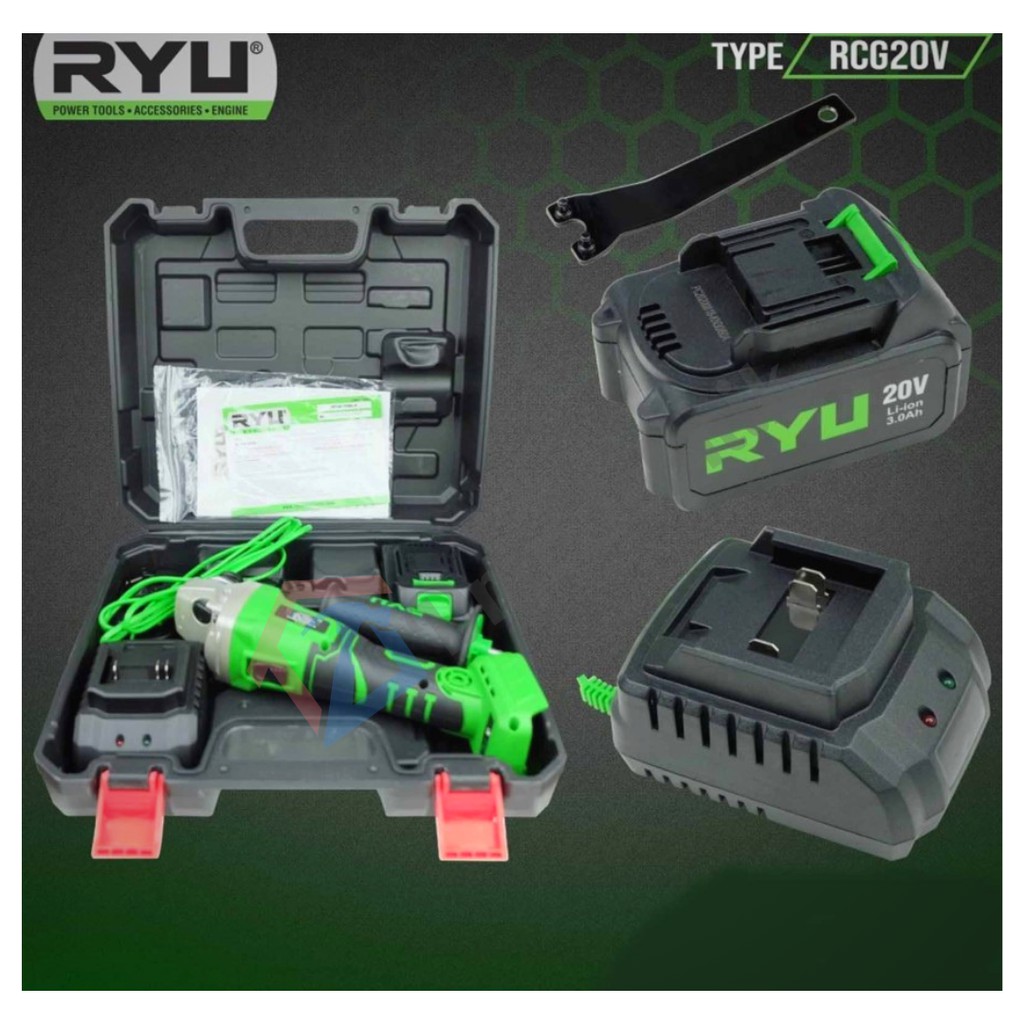 MESIN GERINDA TANGAN 4 INCH CAS CORDLESS RYU RCG20V