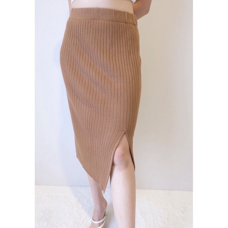 Rok Rajut Span Knitted Pendek Belah/Rok Kerja Wanita murah/rok rajut on size