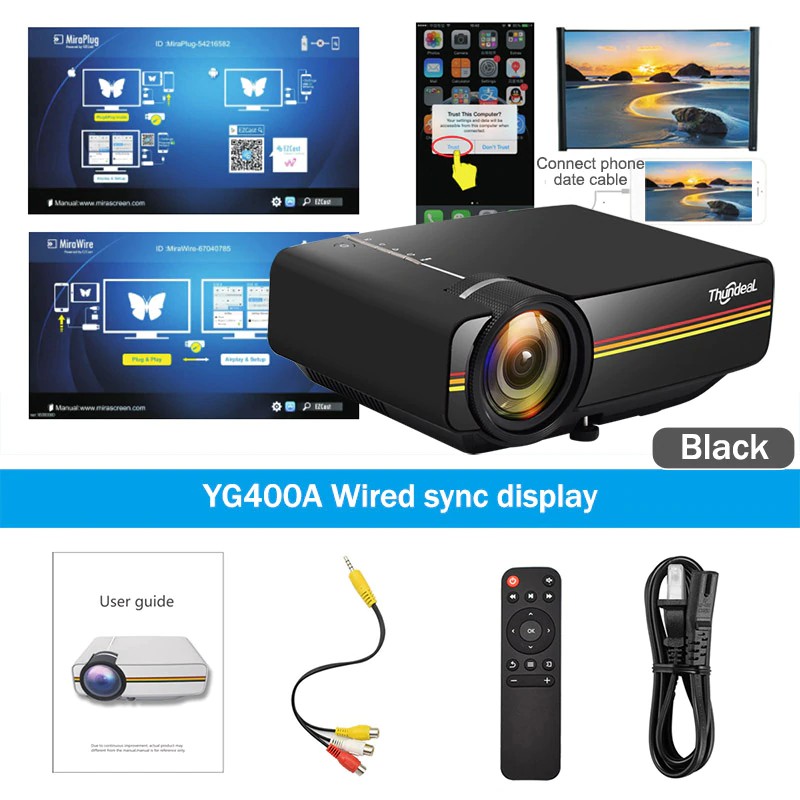 420 YG400A Mini Projector 1800 Lumens Wired Sync Display