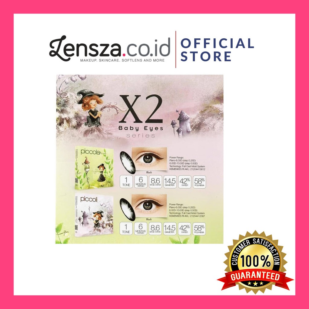 Softlens X2 Bulanan Piccola &amp; Piccoli / Soflen X2 Baby Eyes Hitam / Softlen Warna Hitam X2