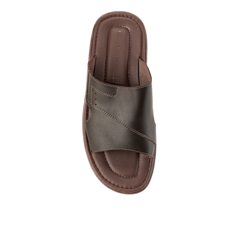 SANDAL SLIDE KULIT ANDRE VALENTINO PRIA ORIGINAL CASUAL COKLAT AVM07