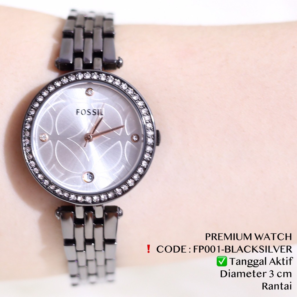 Jam tangan wanita pesta premium watch fashion tanggal aktif grosir ecer free baterai cadangan FP001