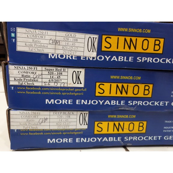 gear set sinnob ninja 250 FI injeksi S L467 S L Motor