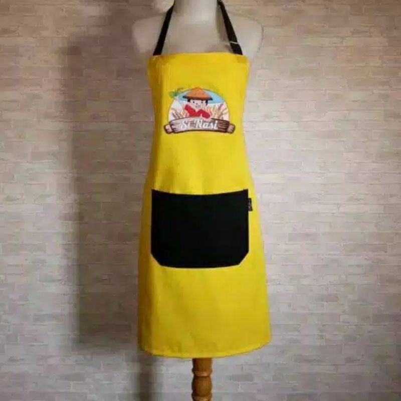 Celemek Apron Kombinasi Warna Custom  Free Bordir Logo dan Polos  ( Bisa Request Warna ).