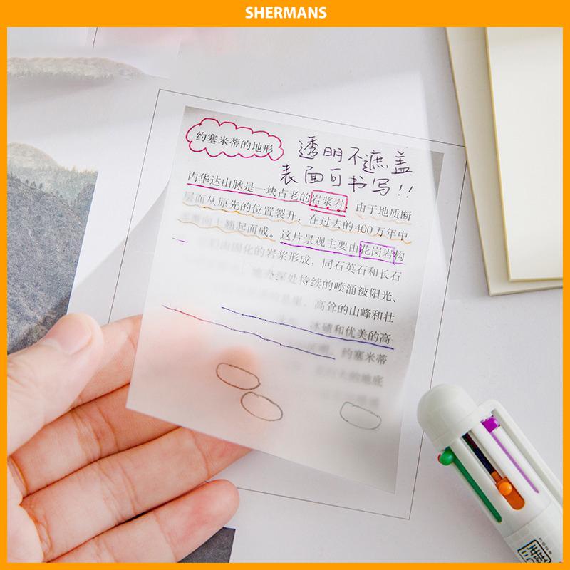 

[Ready Stock❤️]1 sticky notes Buku saku stiker Alat Tulis PET/Transparan Tahan Air Catatan Tempel Untuk Kantor/Sekolah sherman