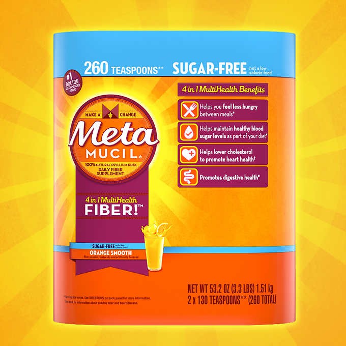 Metamucil Orange Smooth Sugar Free 260 Teaspoons (2 Pack)