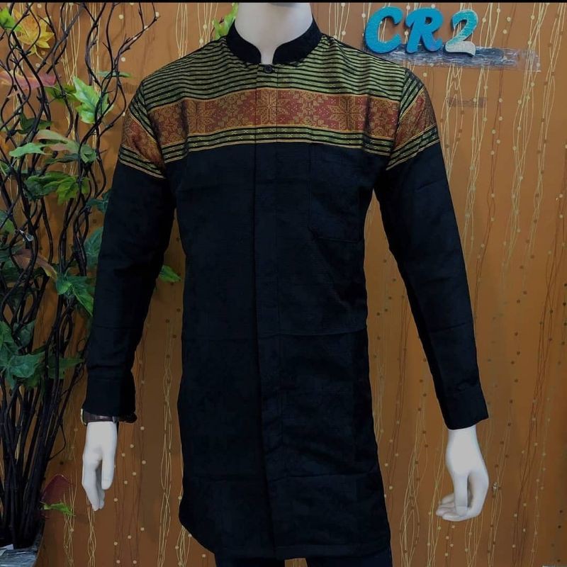 Kemeja Pria Songket Tenun Baron 1 Warna Dimensi Songket Palembang Premium, Kekinian, Terbaik, Elegan, Casual Lengan Pendek/Panjang Baju Kondangan Pernikahan Indonesia 009