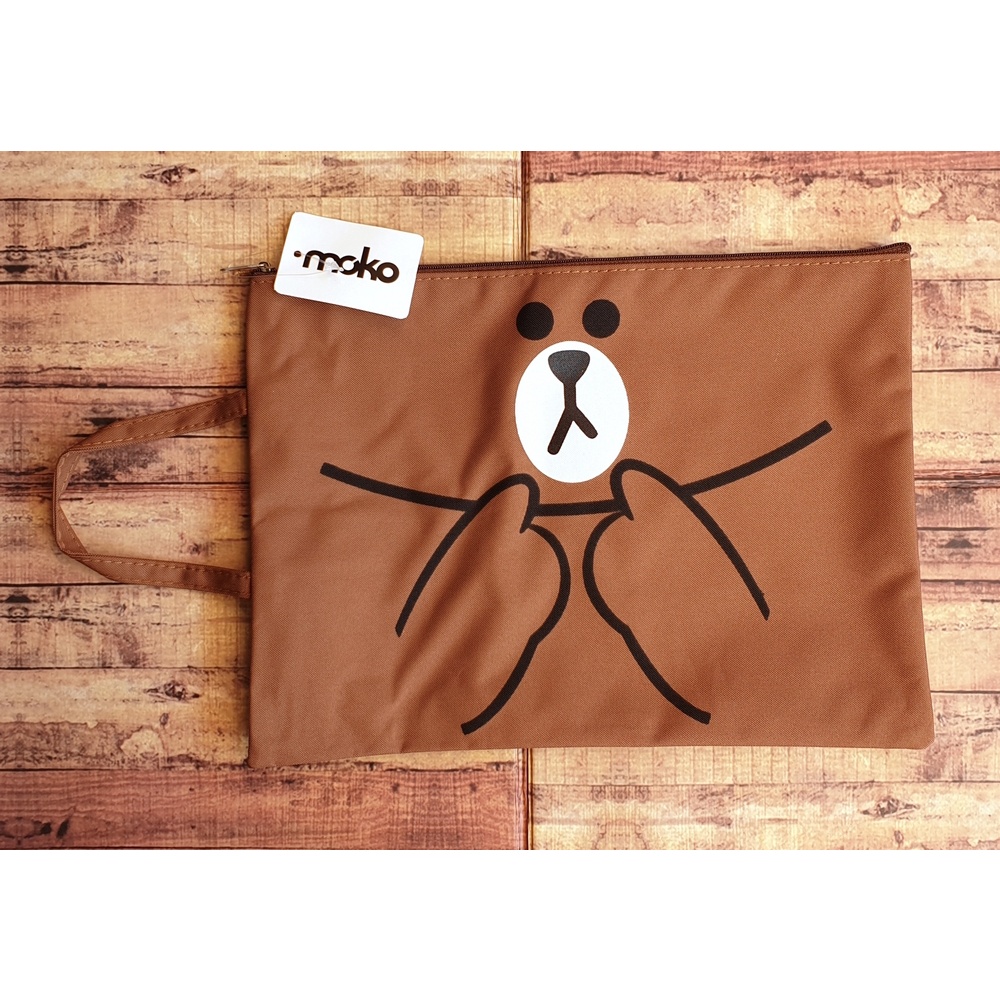 Zipper Bag Character A4 Tenteng - Map Kantung - Map Kain Resleting A4 Karakter Bear Rabbit