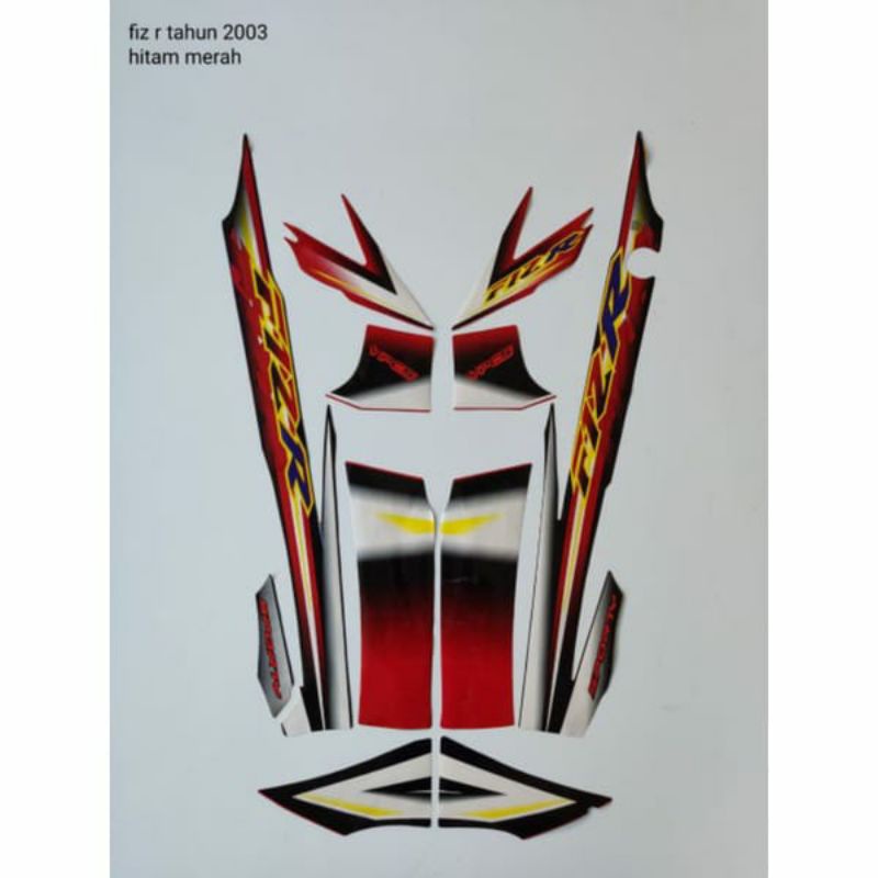 striping FIZ R tahun 2003 hitam merah, striping yamaha fiz r 2003 hitam merah terbaik