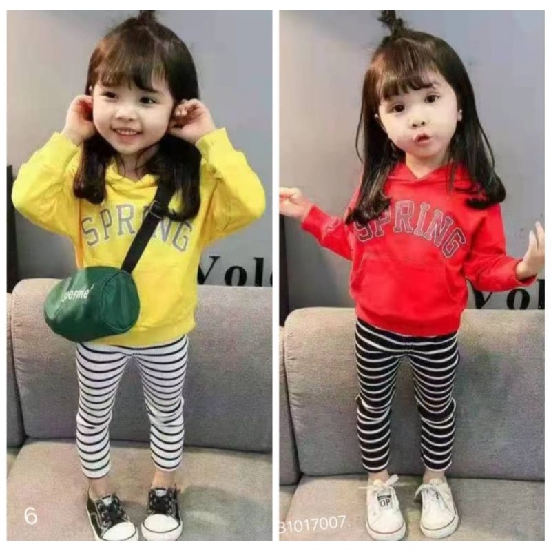 Qiana fashionkids / Setelan import anak perempuan hoody / setelan lengan panjang anak / baju panjang