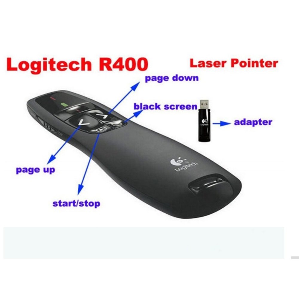 Laser Pointer wireless presenter Logitech R400 RED laser 100% ORIGINAL