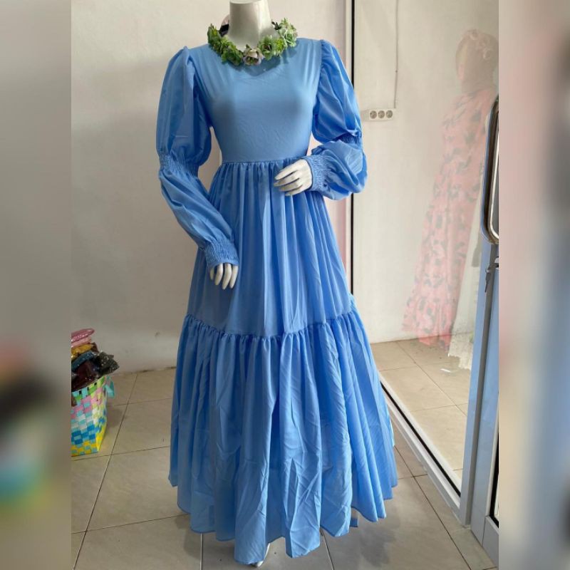 Dress pelangi polos ORI shellasaukia