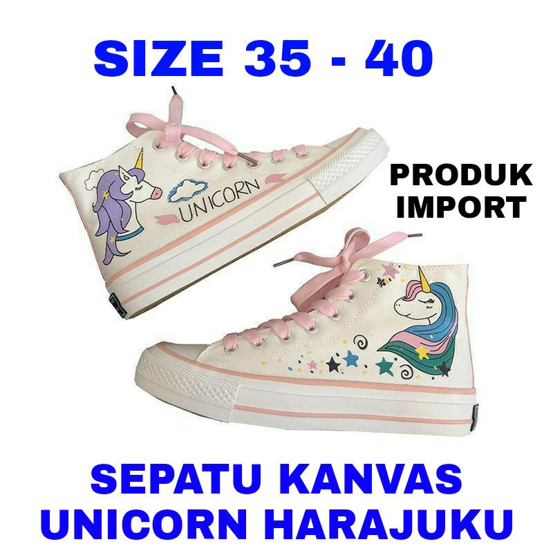 WK SEPATU SNEAKERS KANVAS UNICORN HARAJUKU ANAK PEREMPUAN TEENAGER MURAH IMPORT