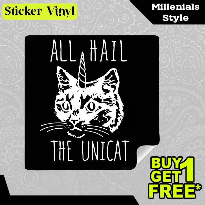 

Stiker Sticker All Hail The Unicat Gambar Unik Desain Keren dan Kekinian Aesthetic Bahan Vinyl Satuan Anti Air