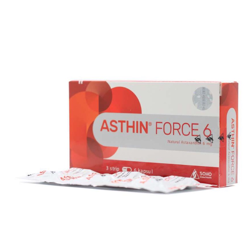 ASTHIN FORCE 12MG Strip Tablet Astaxanthin 6MG 4MG Strip Suplemen Kesehatan Anti Radikal Bebas Astin