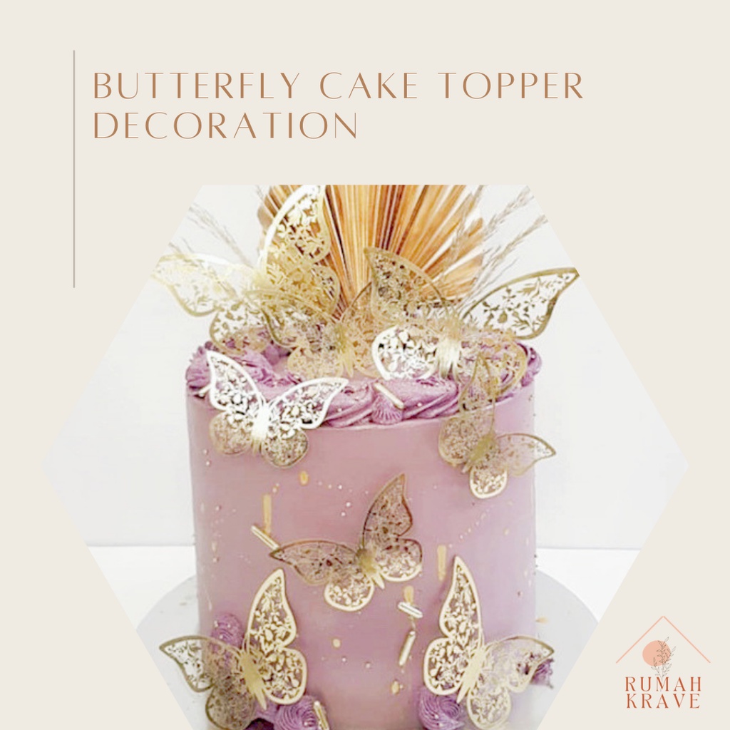 

RUMAH KRAVE - BUTTERFLY GOLD CAKE TOPPER DECORATION KUPU-KUPU