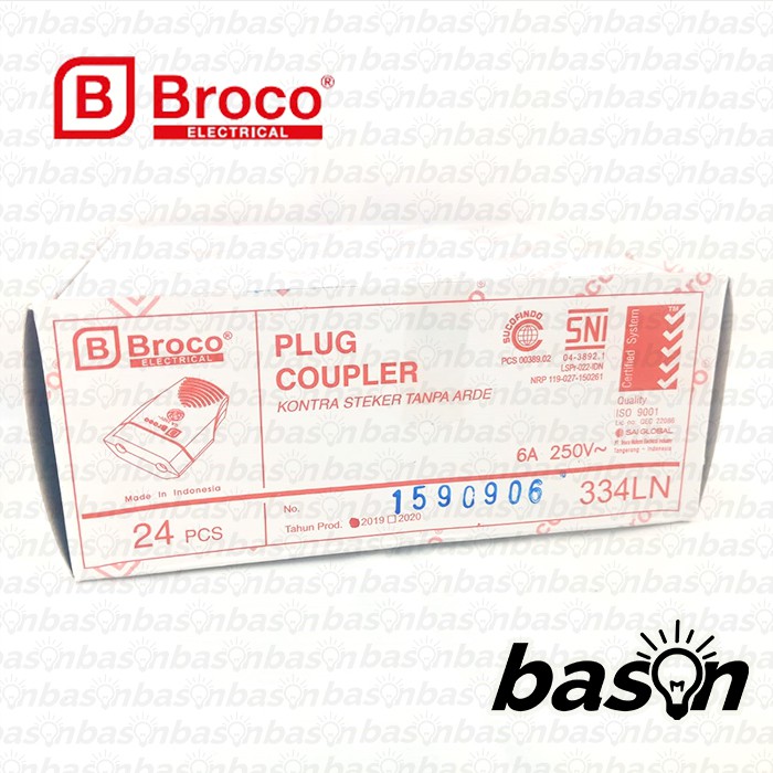 BROCO 334LN Plug Coupler - Kontra Steker - penyambung colokan kabel