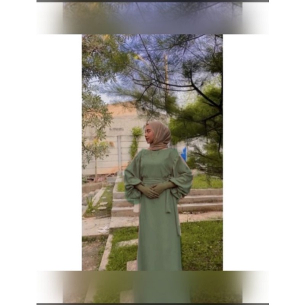 Irlana Dress/ Baju Wanita Muslim Lengan Balon/ Bahan Ity Crepe Premium Super Adeum &amp; Lembut/ Gamis Simple Terbaru/ Motif Polos Kekinian