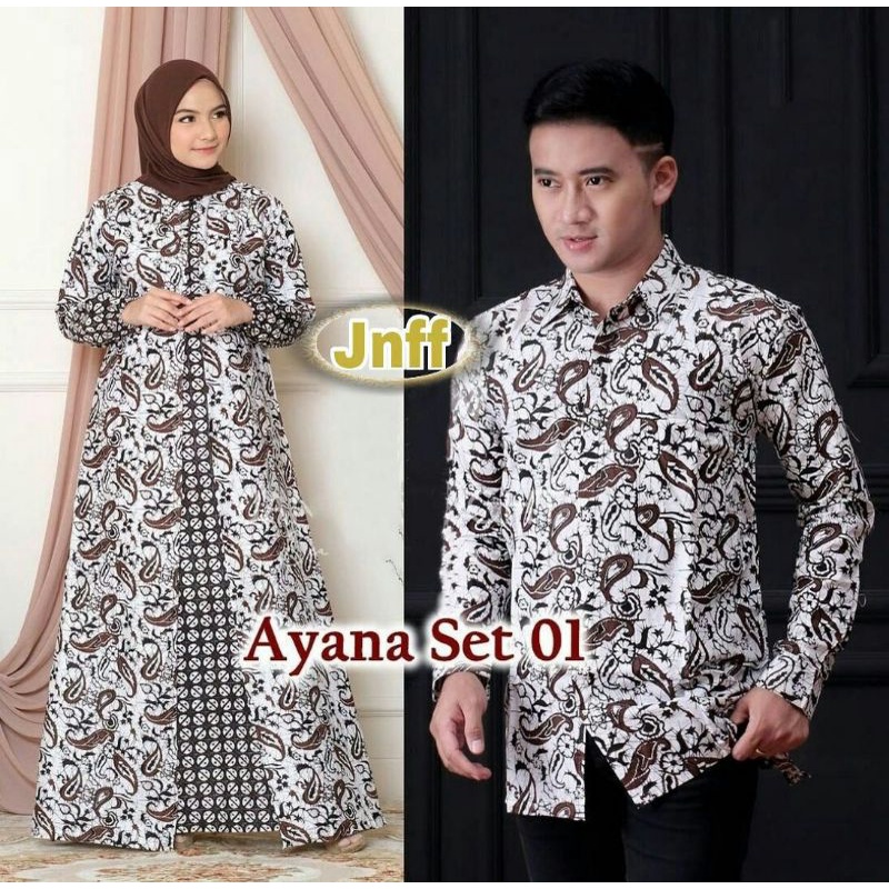 Gamis batik couple jumbo Couple ayah ibu gamis jumbo murah baju batik couple muslim syar'i