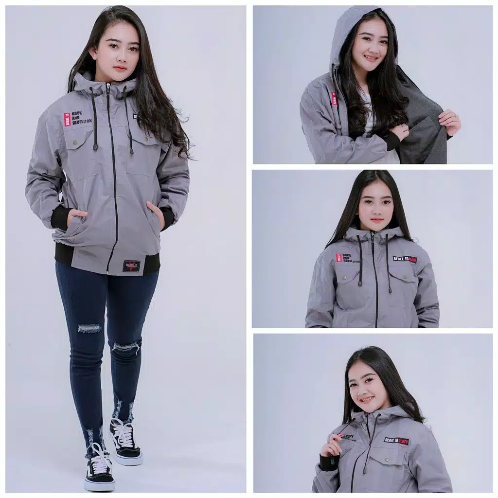 Mothersick sweater Rugby Halfzip wanita Oversize cewe bahan fleece tebal distro