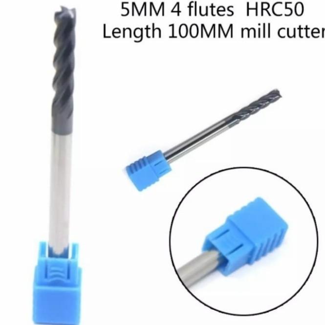 Mesin Endmill Carbide Enmil 4Flut Diameter 5Mm Panjang 100Mm Hrc50