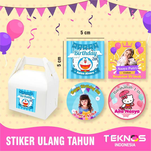 STIKER STICKER LABEL ULANG TAHUN ULTAH ANAK CUSTOM MURAH