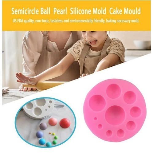 3D Silicon Mold Fondant Cake Decoration - 10Size Half Round Ball Shape