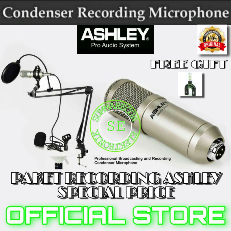 Jual paket mic condenser ashley original youtuber bigo live recording