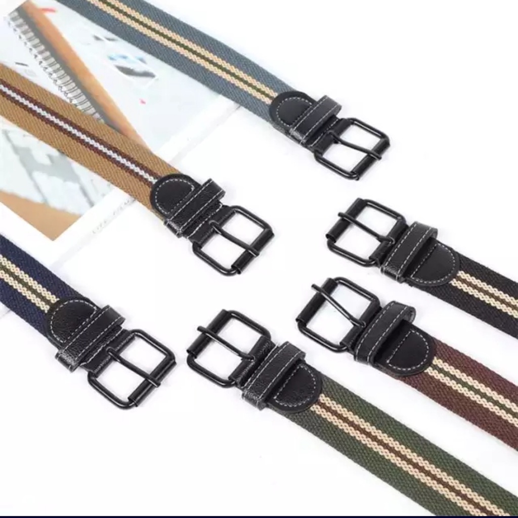 Ikat Pinggang Pria Fashion Tali Kanvas Sabuk Model jarum Kode S032
