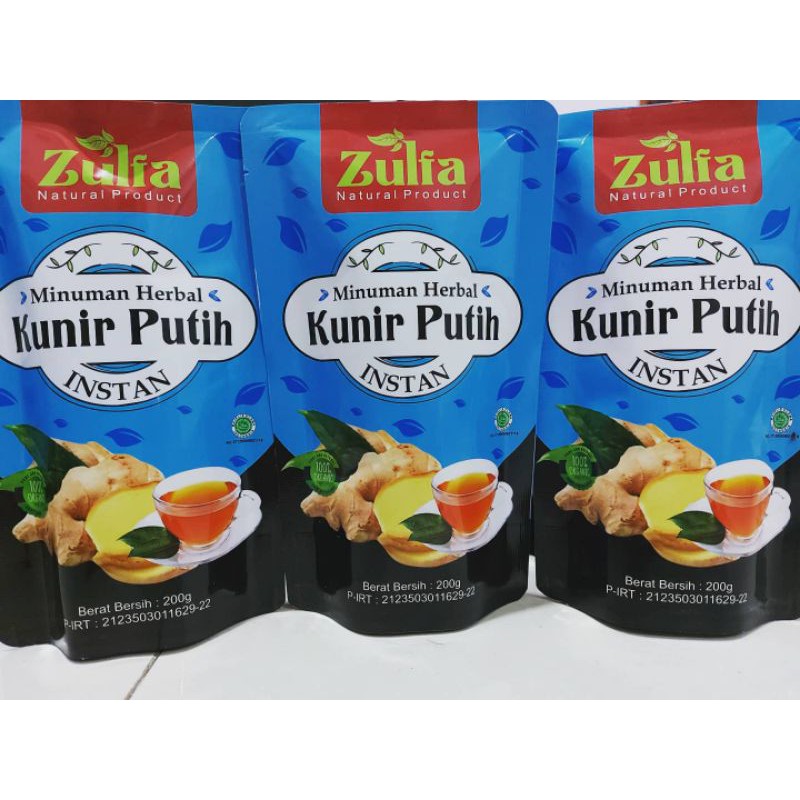 

Kunir Putih Kunyit Putih Bubuk Asli dan Murni Minuman Herbal Alami Zulfa Instant 100% Organik