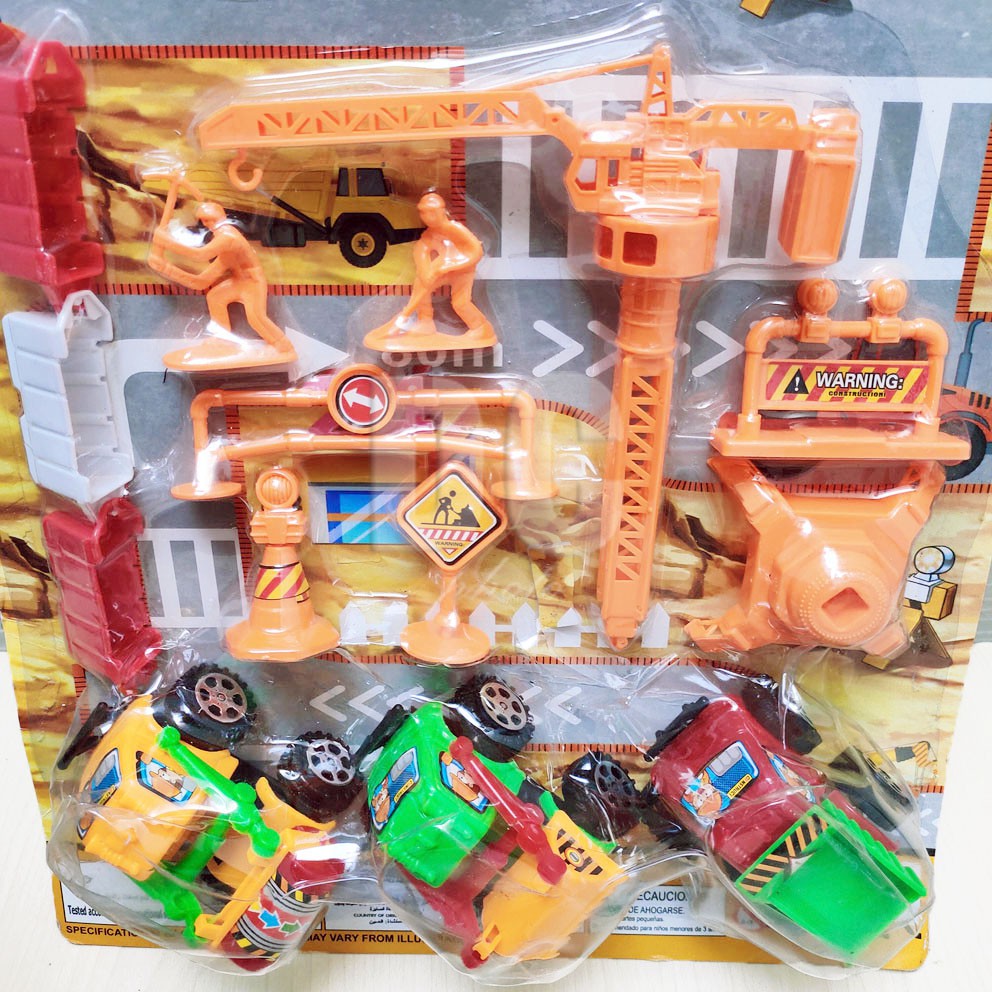 Engineering Set Mainan Mini Figure Truk Konstruksi Crane Excavator Molen