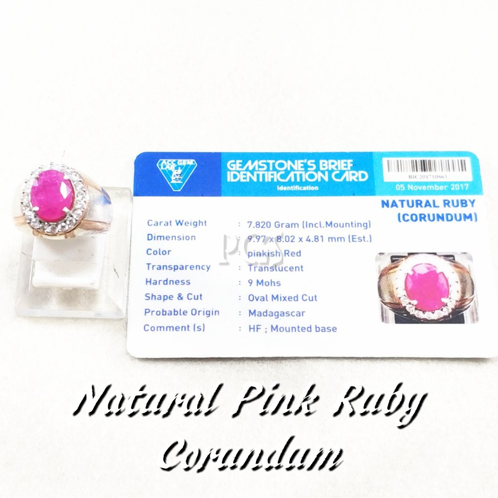 CINCIN BATU AKIK PERMATA NATURAL PINKISH RED RUBY CORUNDUM PREMIUM QUALITY