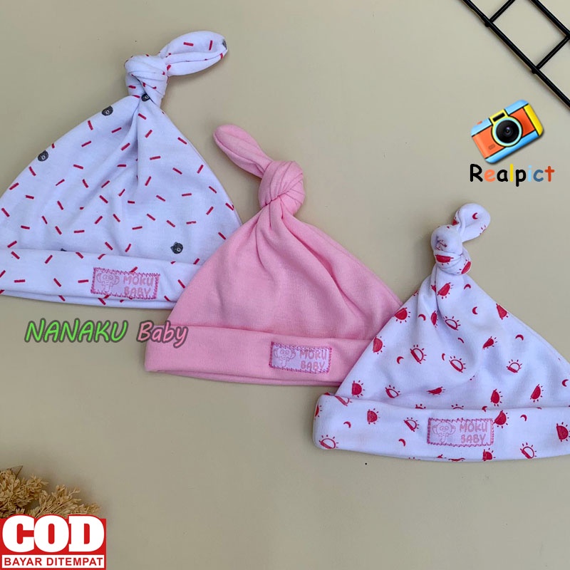 3 PCS Topi Bayi Kupluk Bayi Baru Lahir Kupluk Newborn Serian Pink Anababy